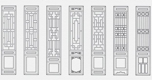 那坡常用中式仿古花窗图案隔断设计图