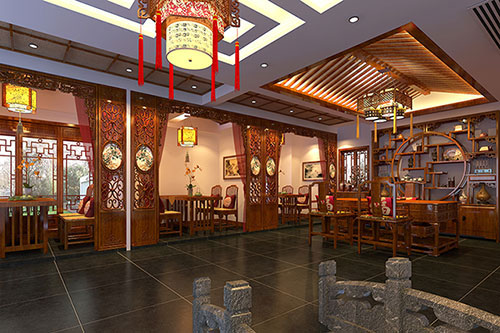 那坡优雅恬淡中式茶叶店装修设计效果图